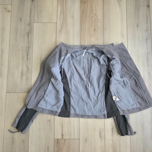 Free People Gray Faux Vegan Leather Zip Up Moto Jacket Women Sz 10 - Picture 7 of 16